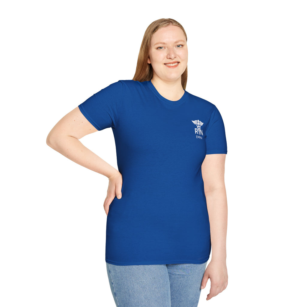 RN Nurse T‑Shirt — Personalized Caduceus Logo Tee with Name