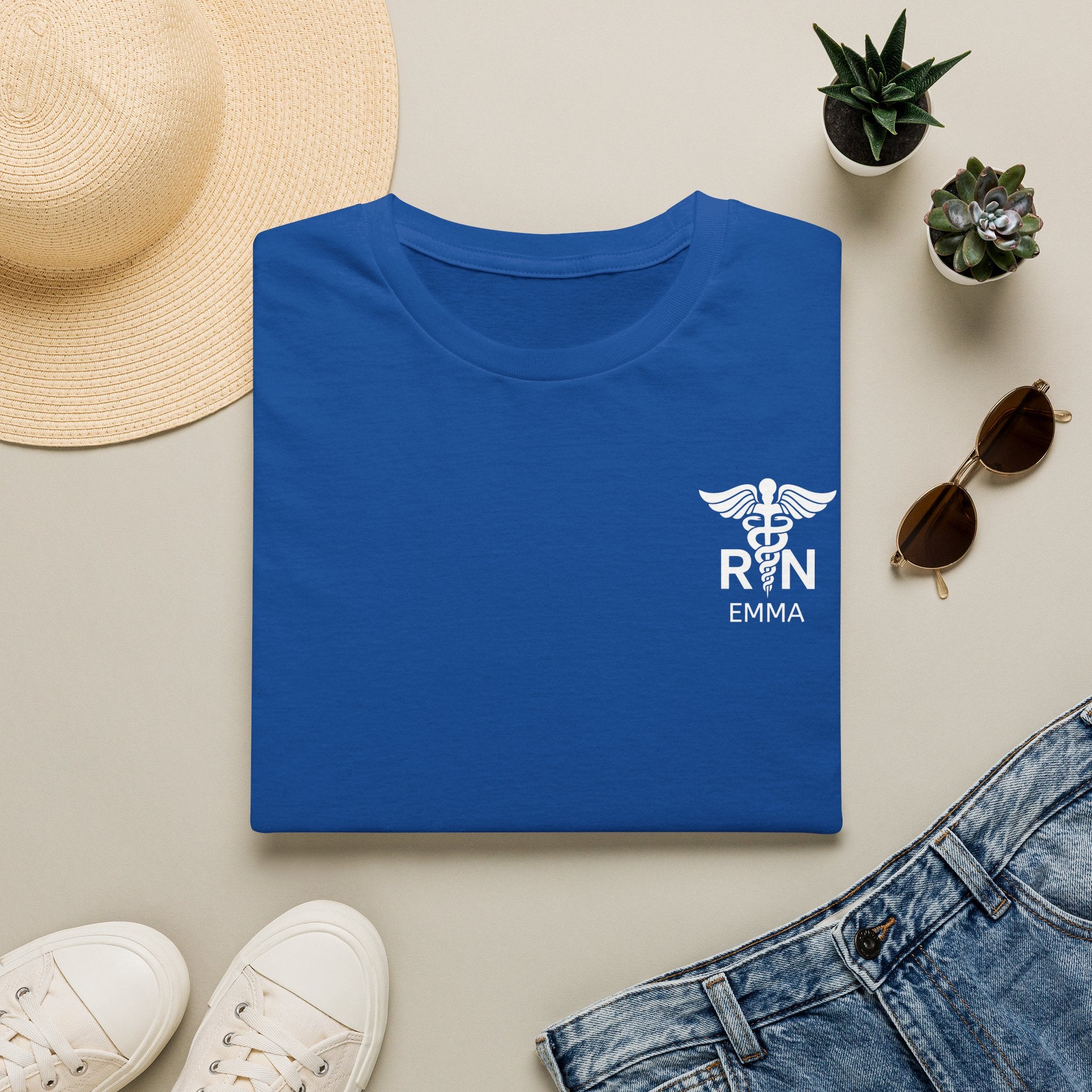 RN Nurse T‑Shirt — Personalized Caduceus Logo Tee with Name