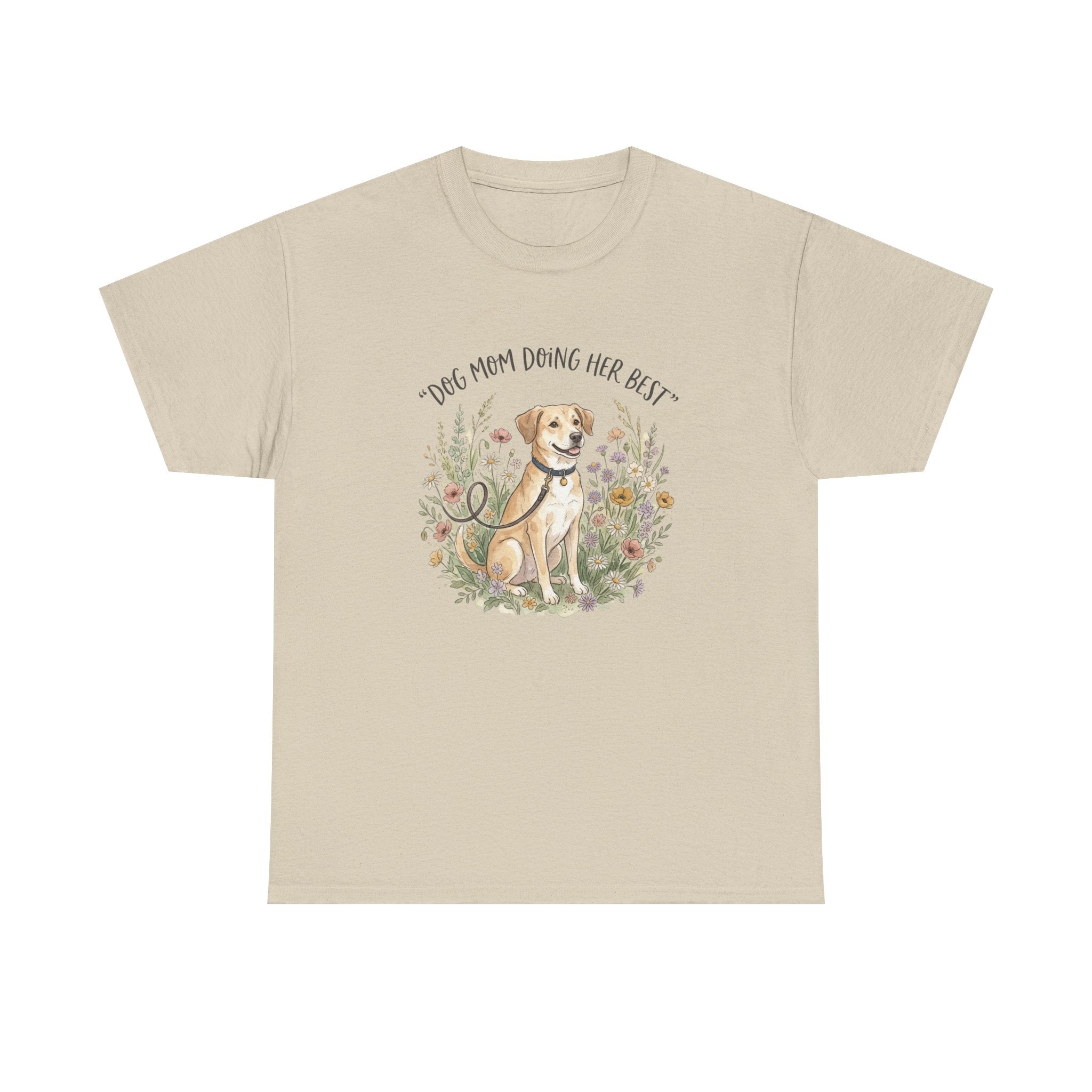 Dog Mom Tee — "Dog Mom Doing Her Best" Floral Labrador Shirt