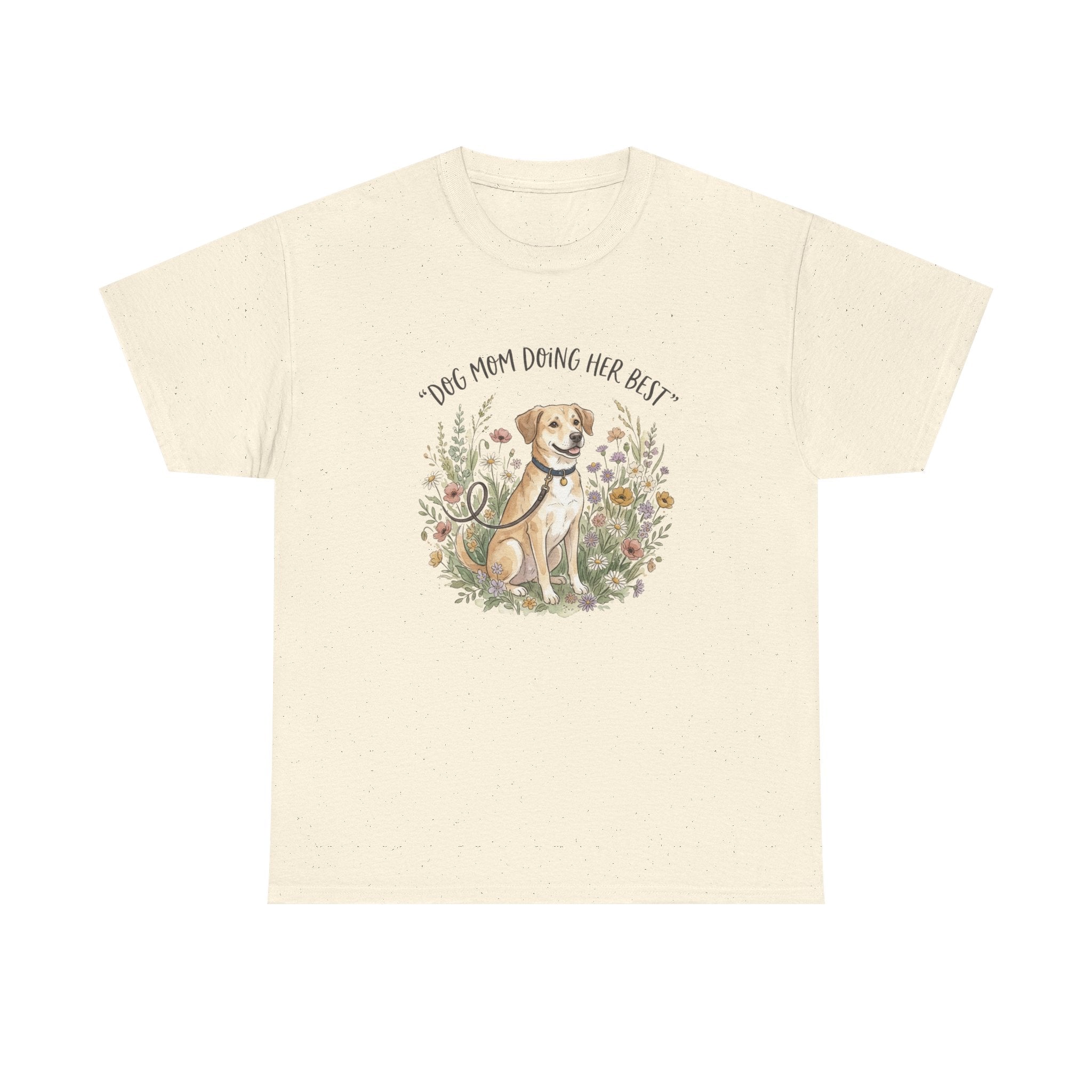 Dog Mom Tee — "Dog Mom Doing Her Best" Floral Labrador Shirt
