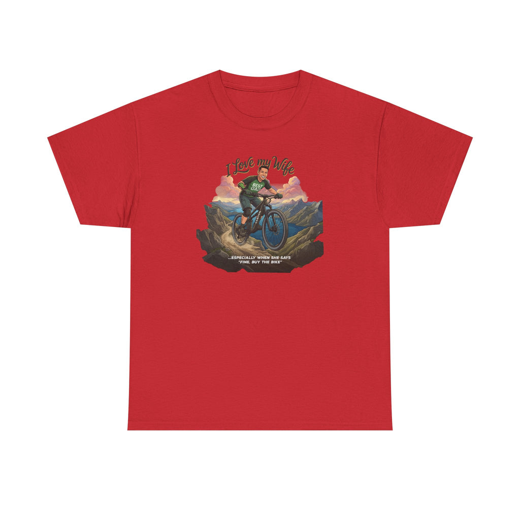 I Love My Wife Mountain Bike T-Shirt – Funny MTB Husband Cycling Shirt Gift for Dad