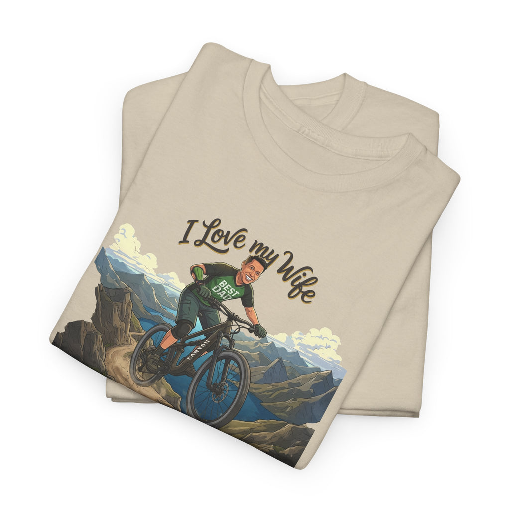 I Love My Wife Mountain Bike T-Shirt – Personalized - Funny MTB Husband Cycling Shirt Gift for Dad
