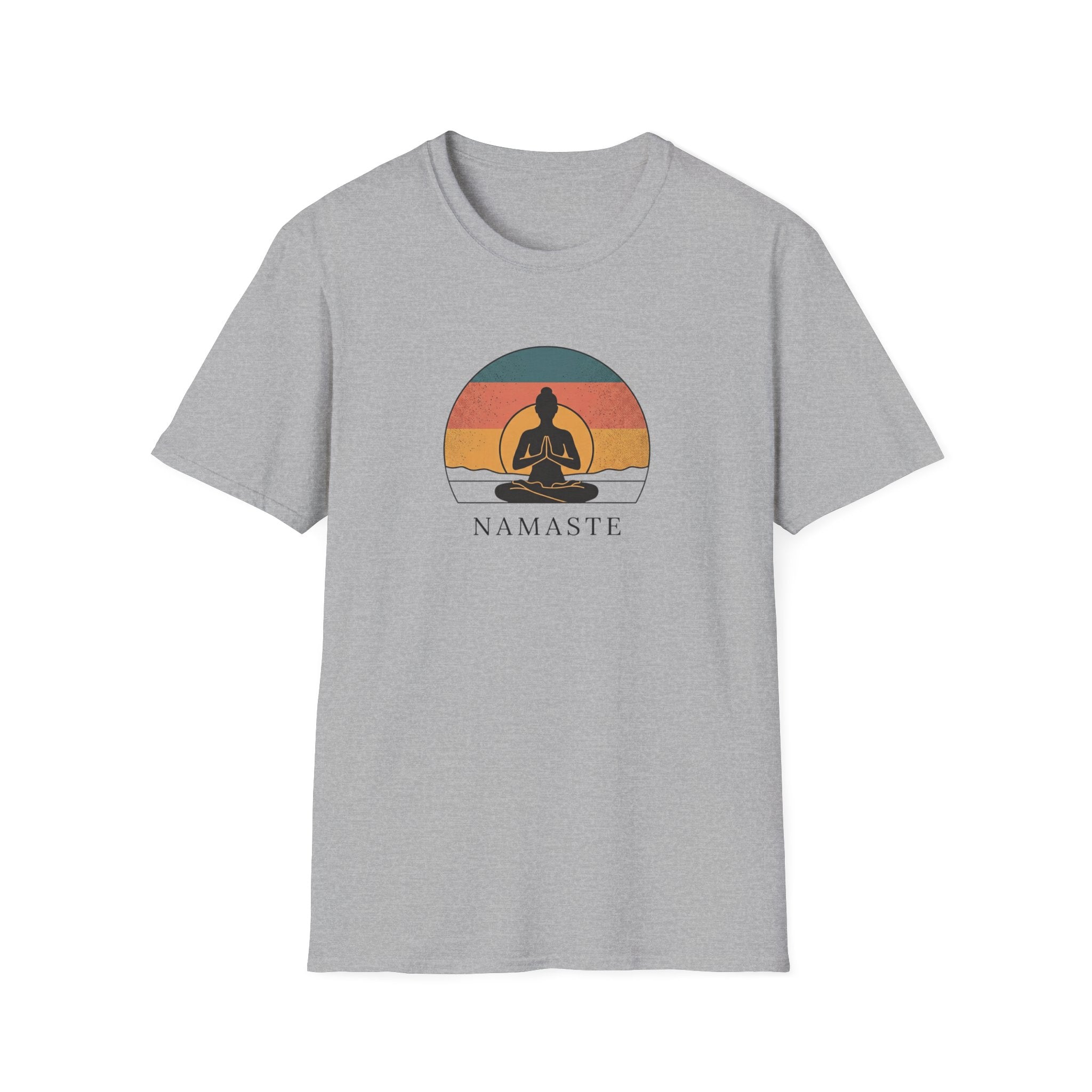 Namaste Yoga T-Shirt — Vintage Sunset Meditation Tee