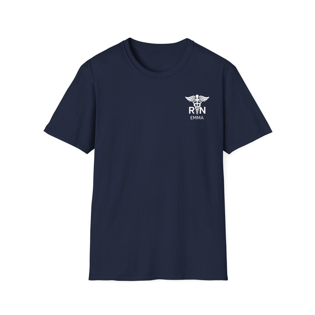 RN Nurse T‑Shirt — Personalized Caduceus Logo Tee with Name