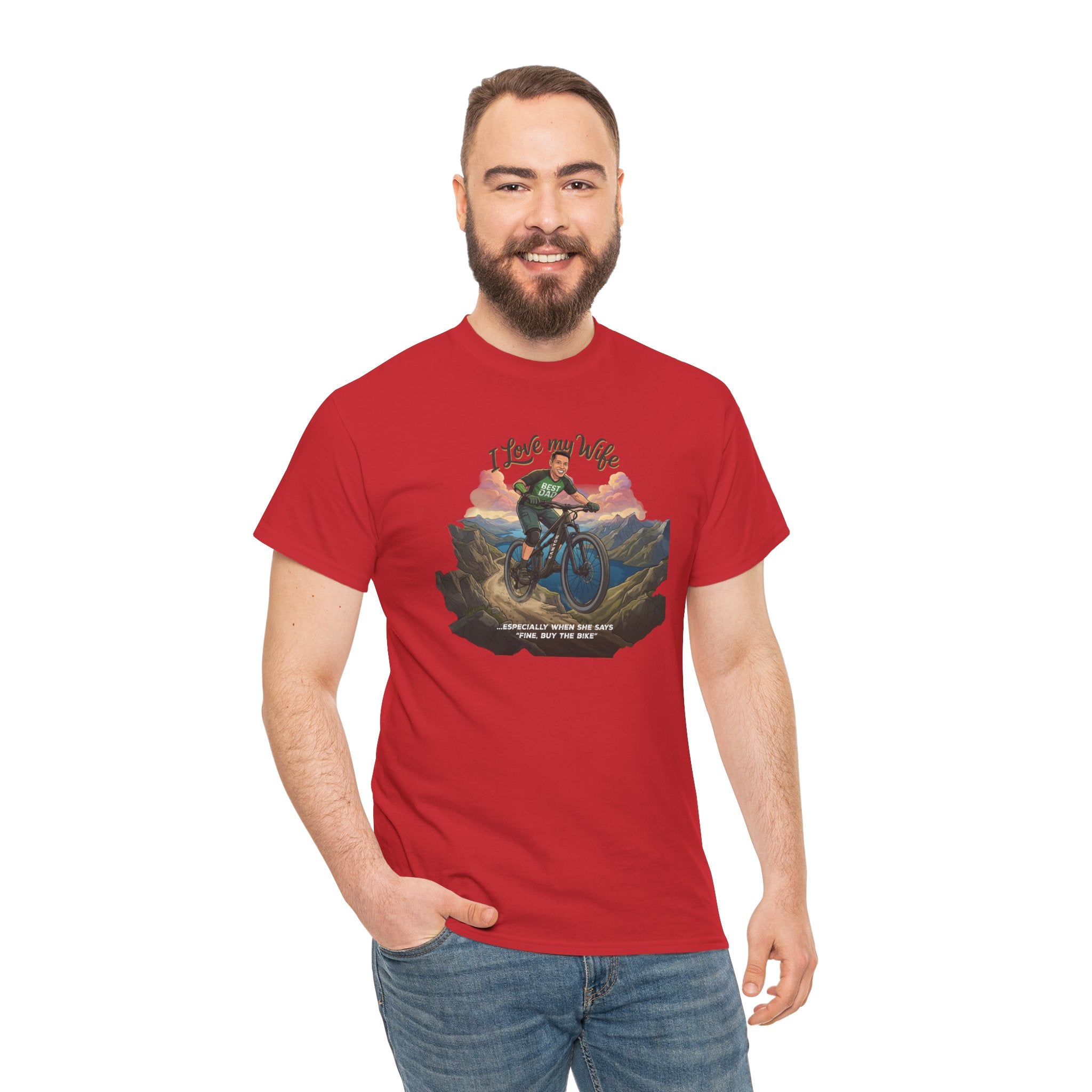I Love My Wife Mountain Bike T-Shirt – Funny MTB Husband Cycling Shirt Gift for Dad
