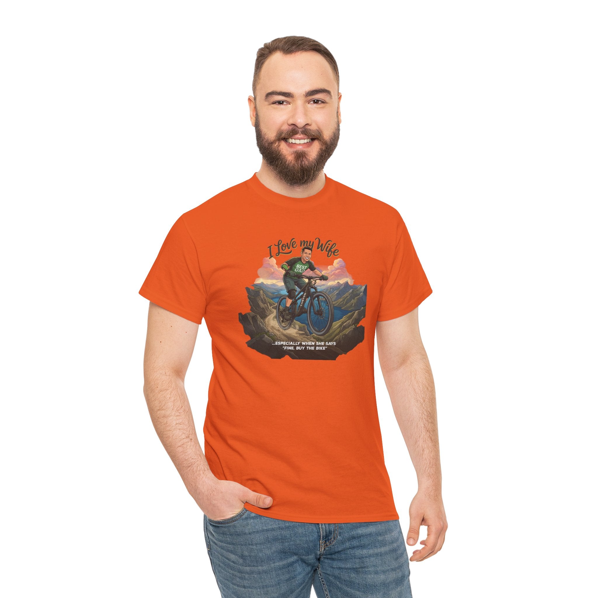 I Love My Wife Mountain Bike T-Shirt – Funny MTB Husband Cycling Shirt Gift for Dad