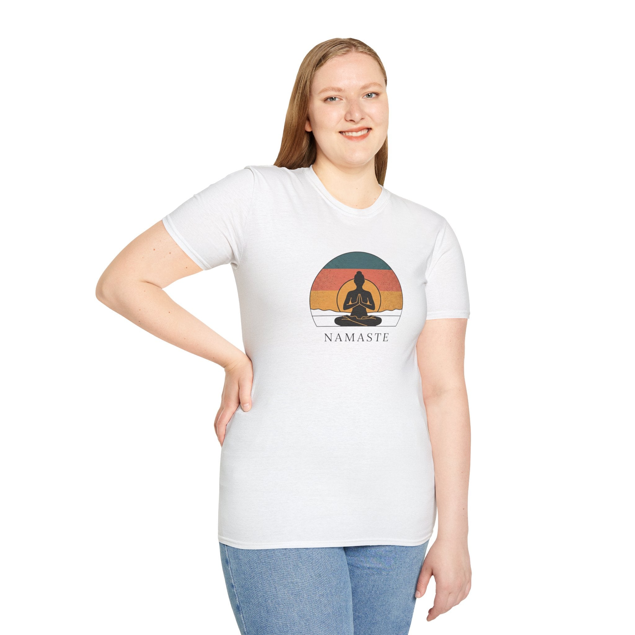 Namaste Yoga T-Shirt — Vintage Sunset Meditation Tee