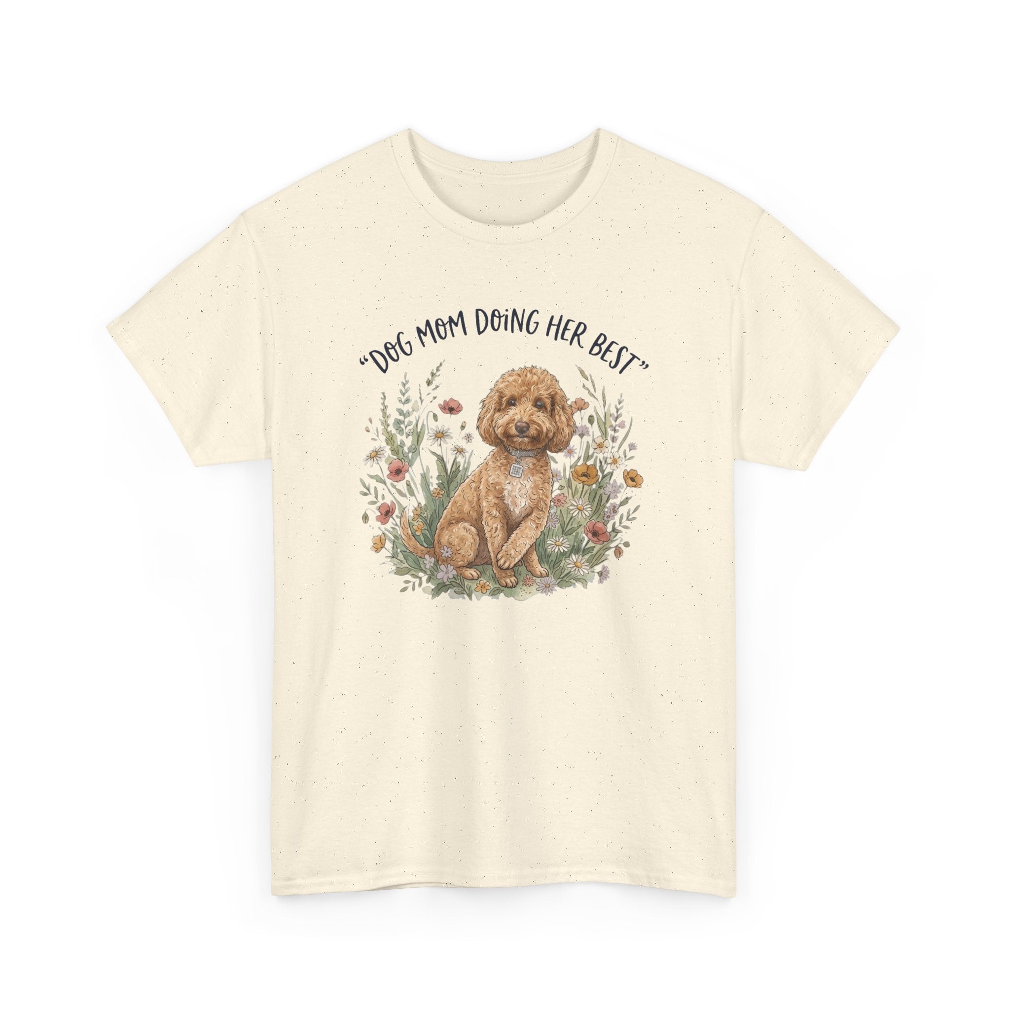 Dog Mom Tee — "Dog Mom Doing Her Best" Floral Goldendoodle Shirt