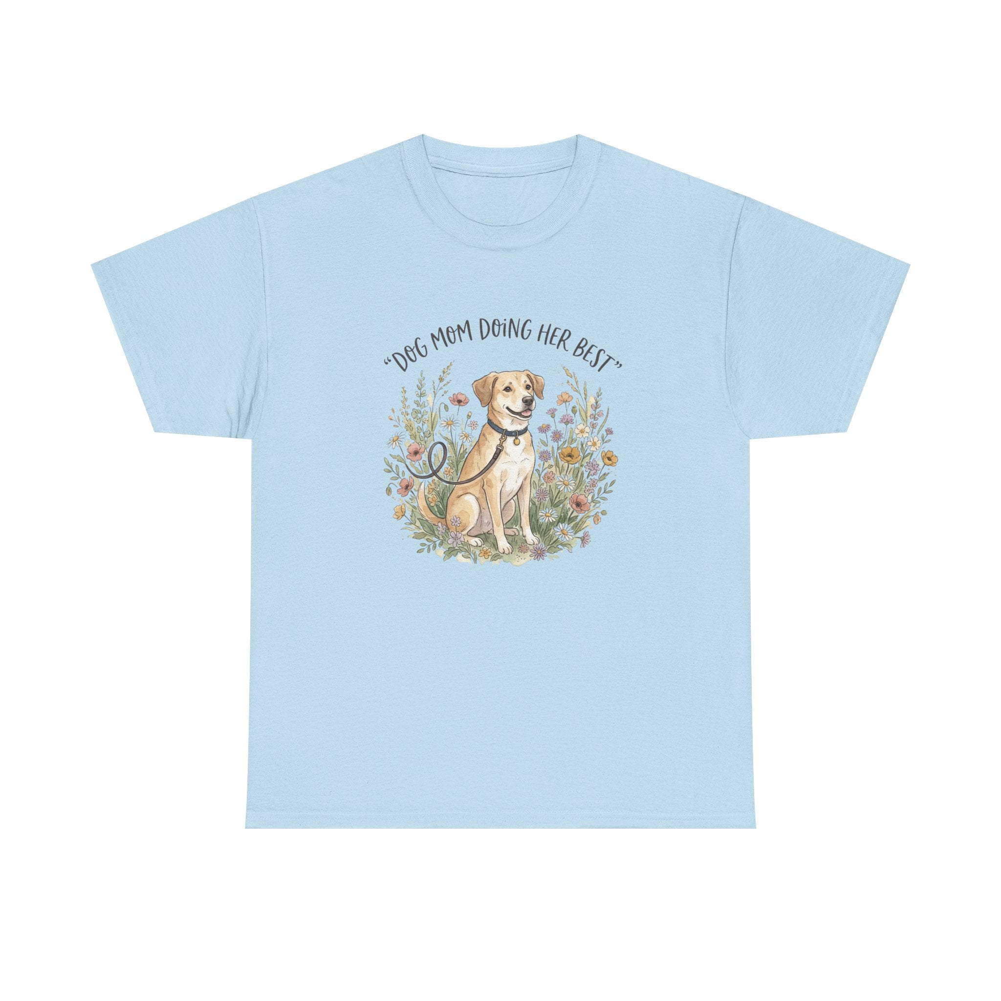 Dog Mom Tee — "Dog Mom Doing Her Best" Floral Labrador Shirt