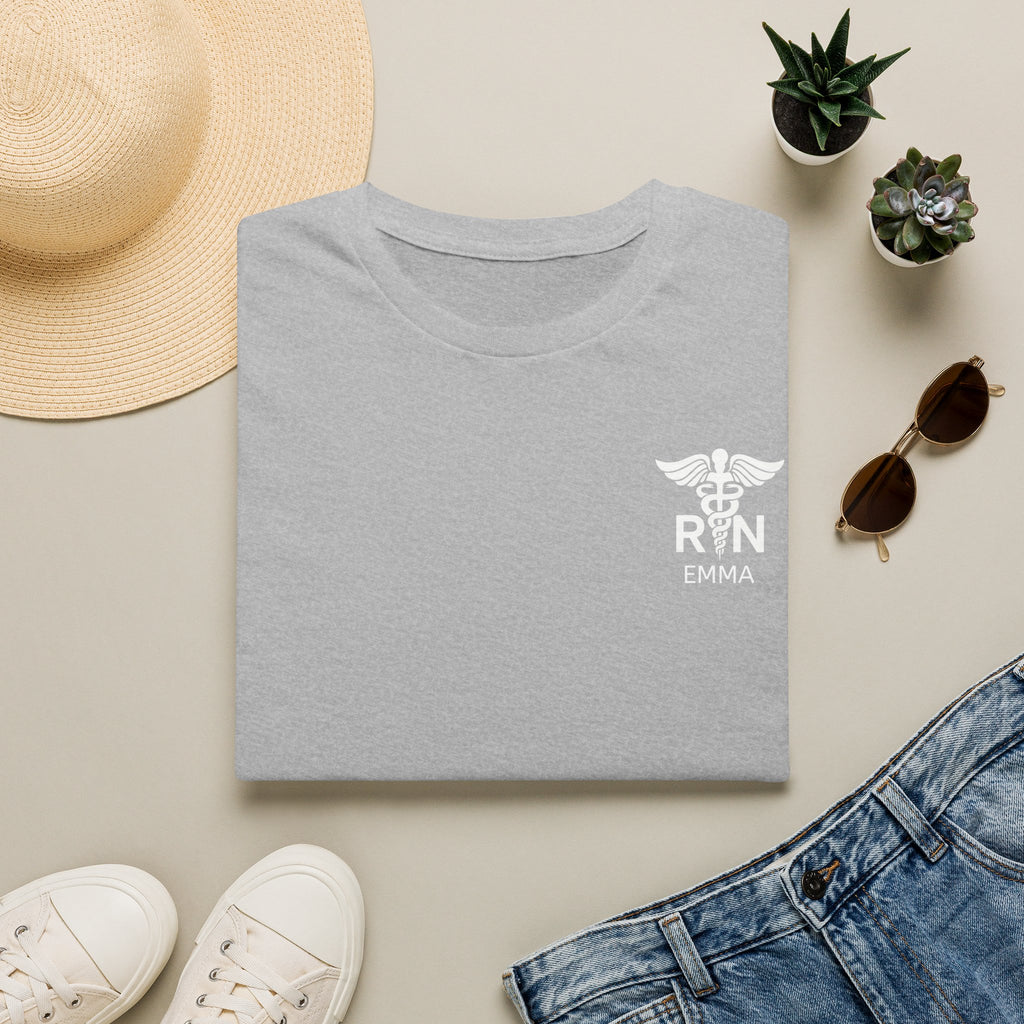 RN Nurse T‑Shirt — Personalized Caduceus Logo Tee with Name