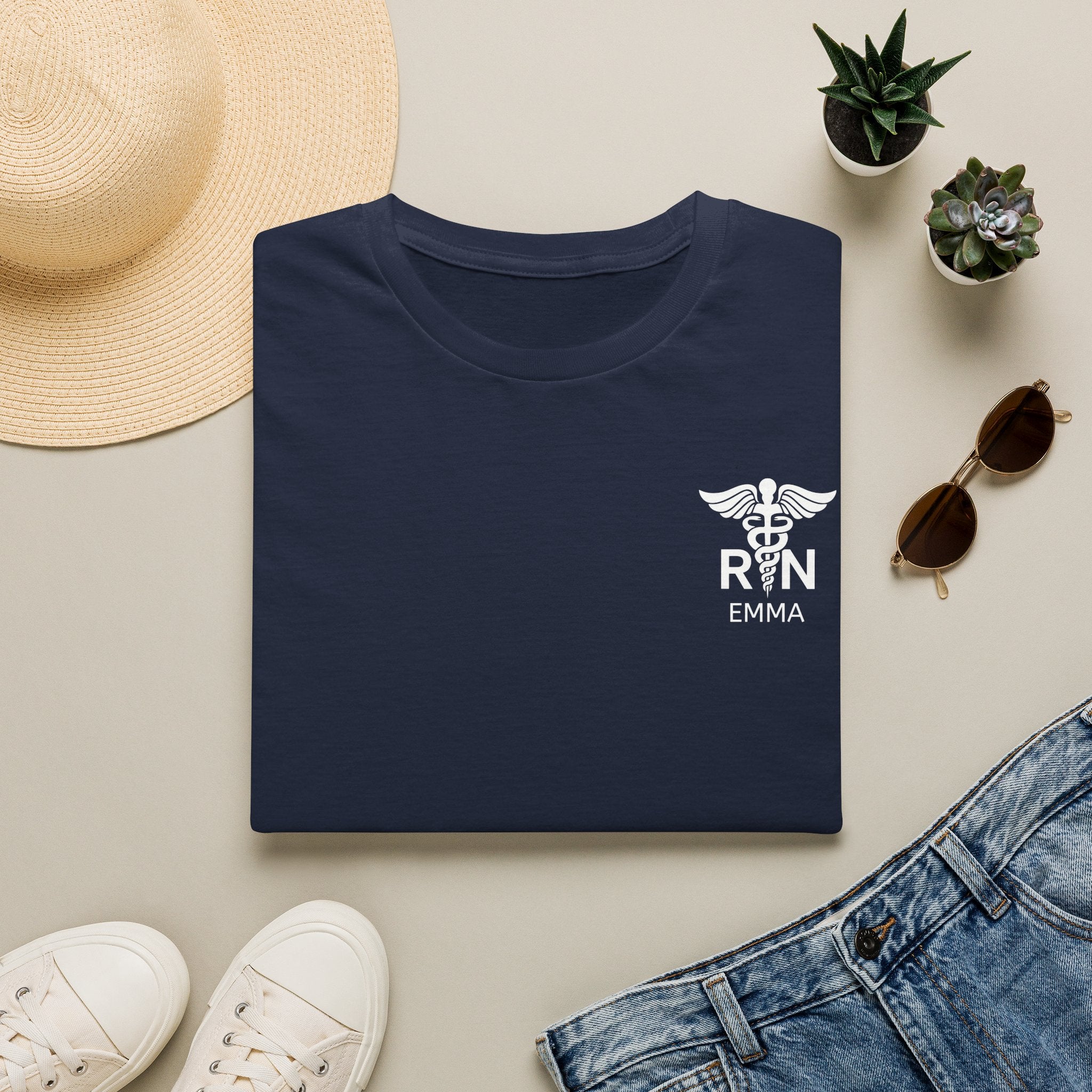 RN Nurse T‑Shirt — Personalized Caduceus Logo Tee with Name