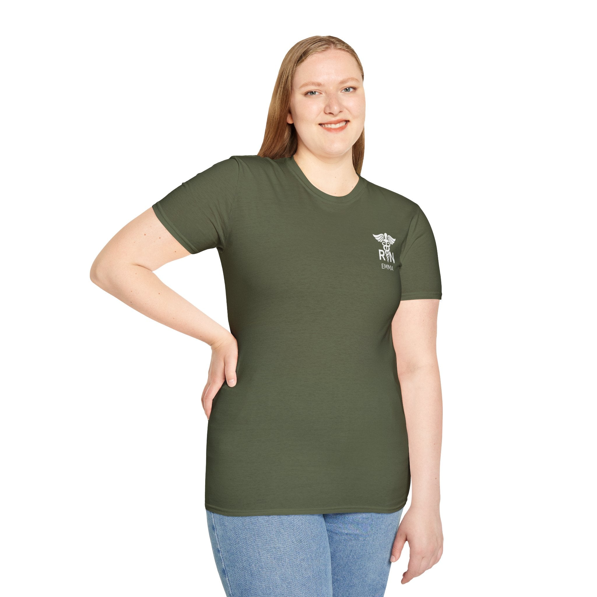 RN Nurse T‑Shirt — Personalized Caduceus Logo Tee with Name