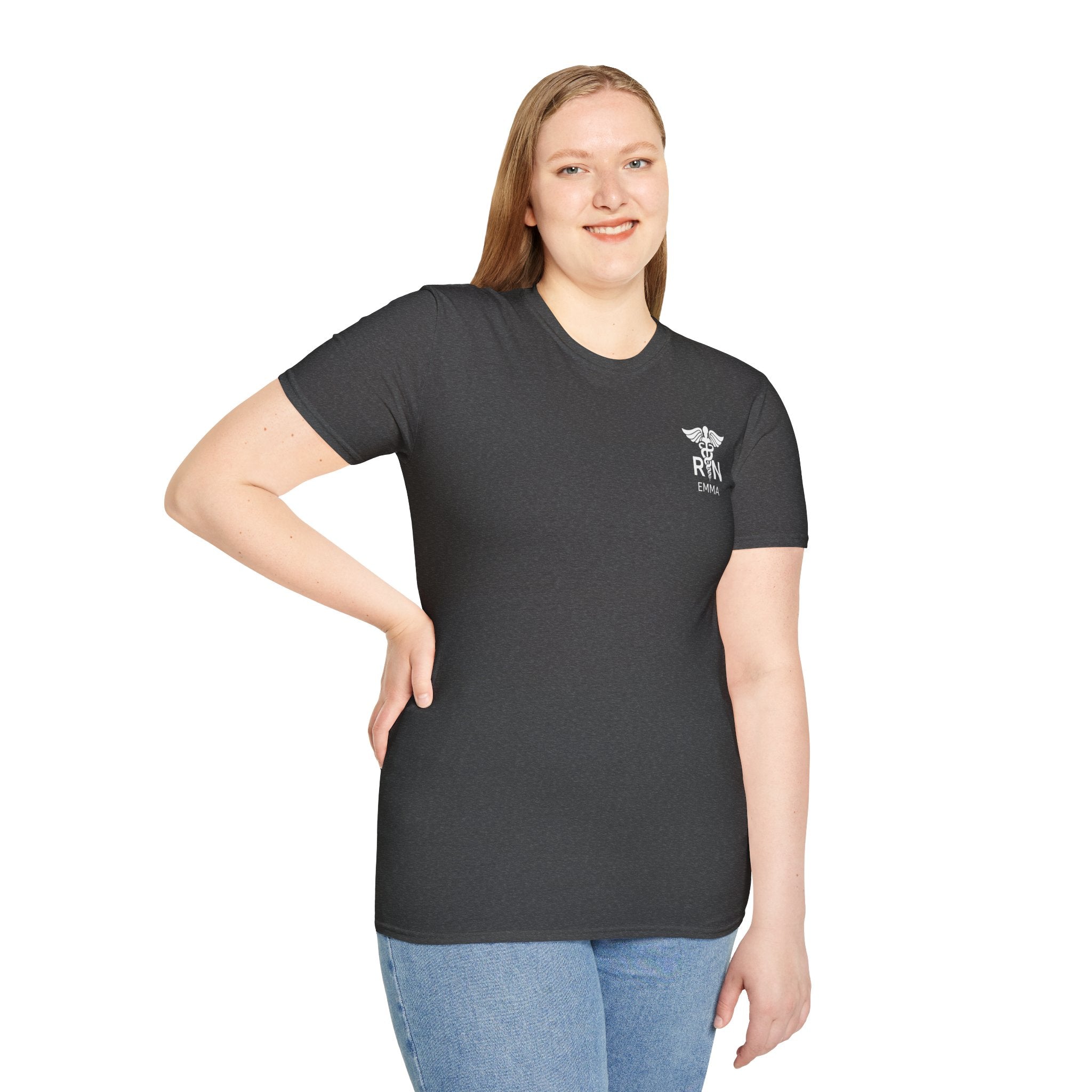 RN Nurse T‑Shirt — Personalized Caduceus Logo Tee with Name