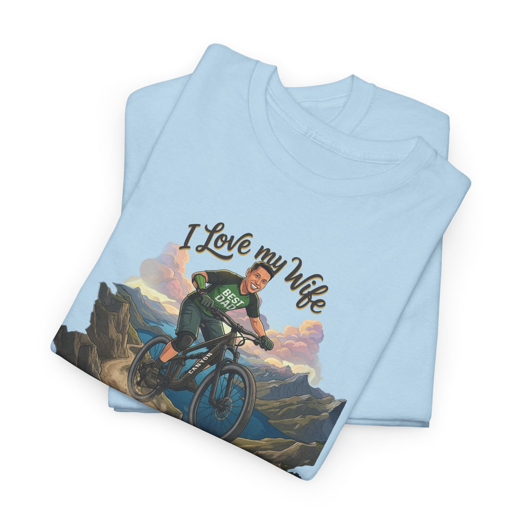 I Love My Wife Mountain Bike T-Shirt – Funny MTB Husband Cycling Shirt Gift for Dad