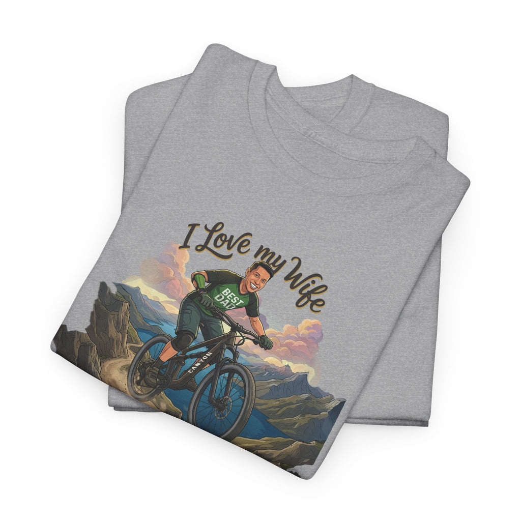 I Love My Wife Mountain Bike T-Shirt – Funny MTB Husband Cycling Shirt Gift for Dad