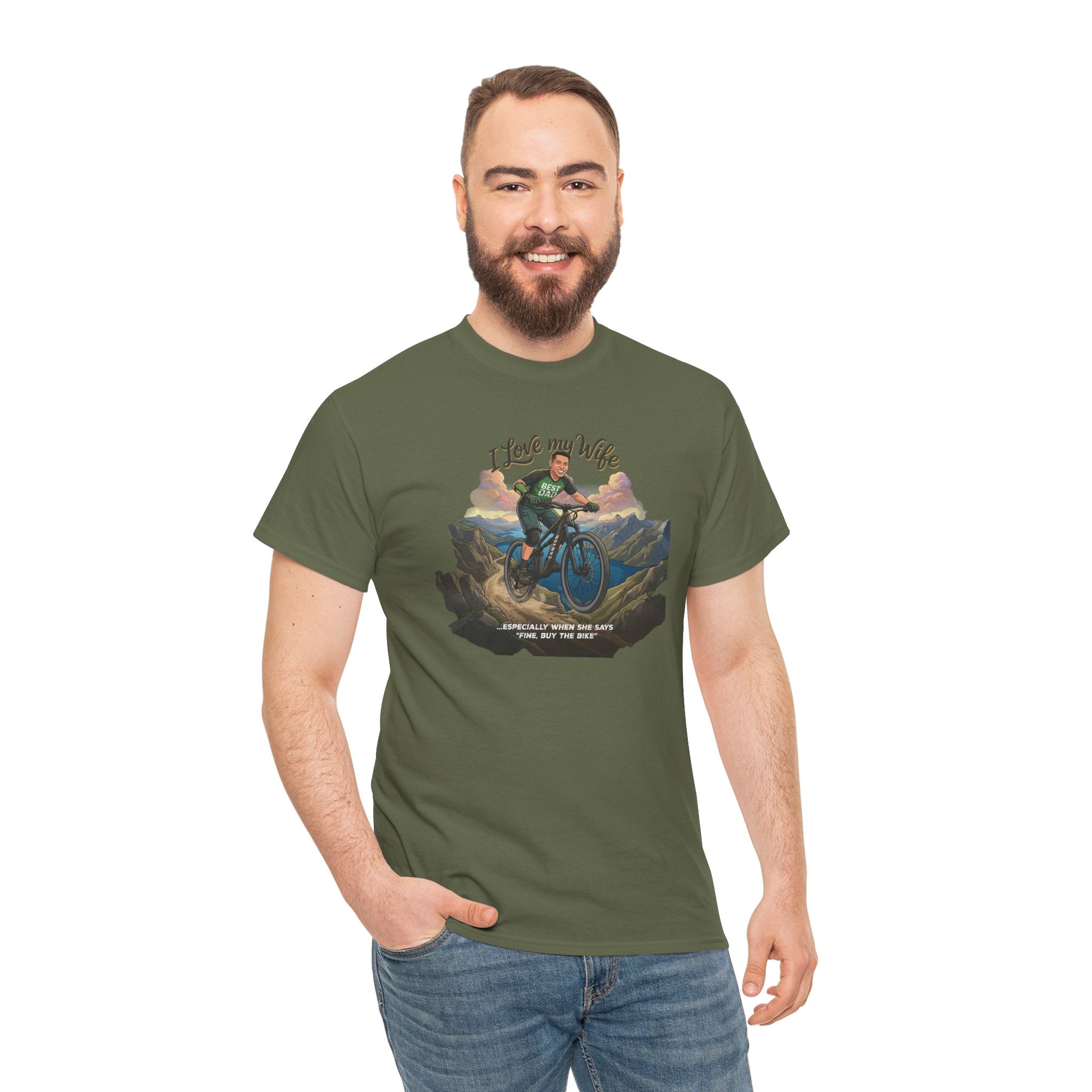 I Love My Wife Mountain Bike T-Shirt – Funny MTB Husband Cycling Shirt Gift for Dad