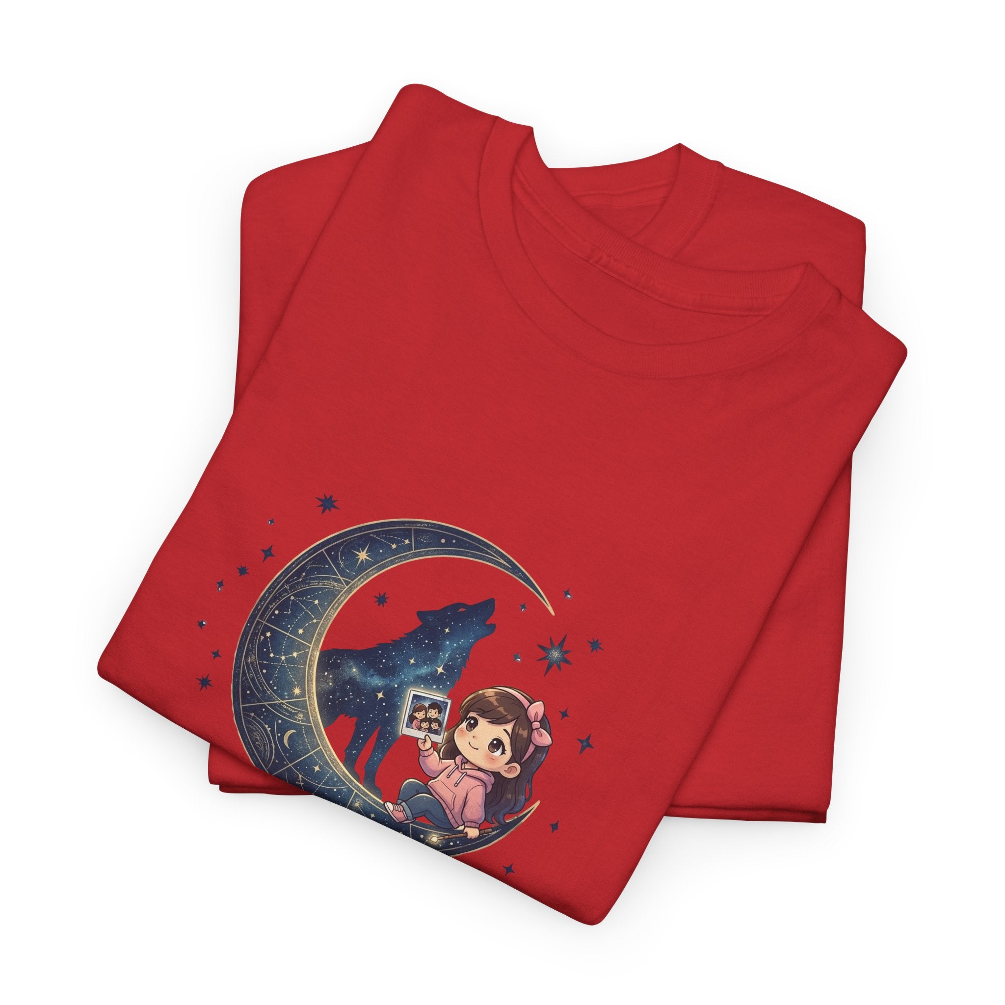 Moon Child Energy T-Shirt — Cute Wolf & Moon Graphic Tee