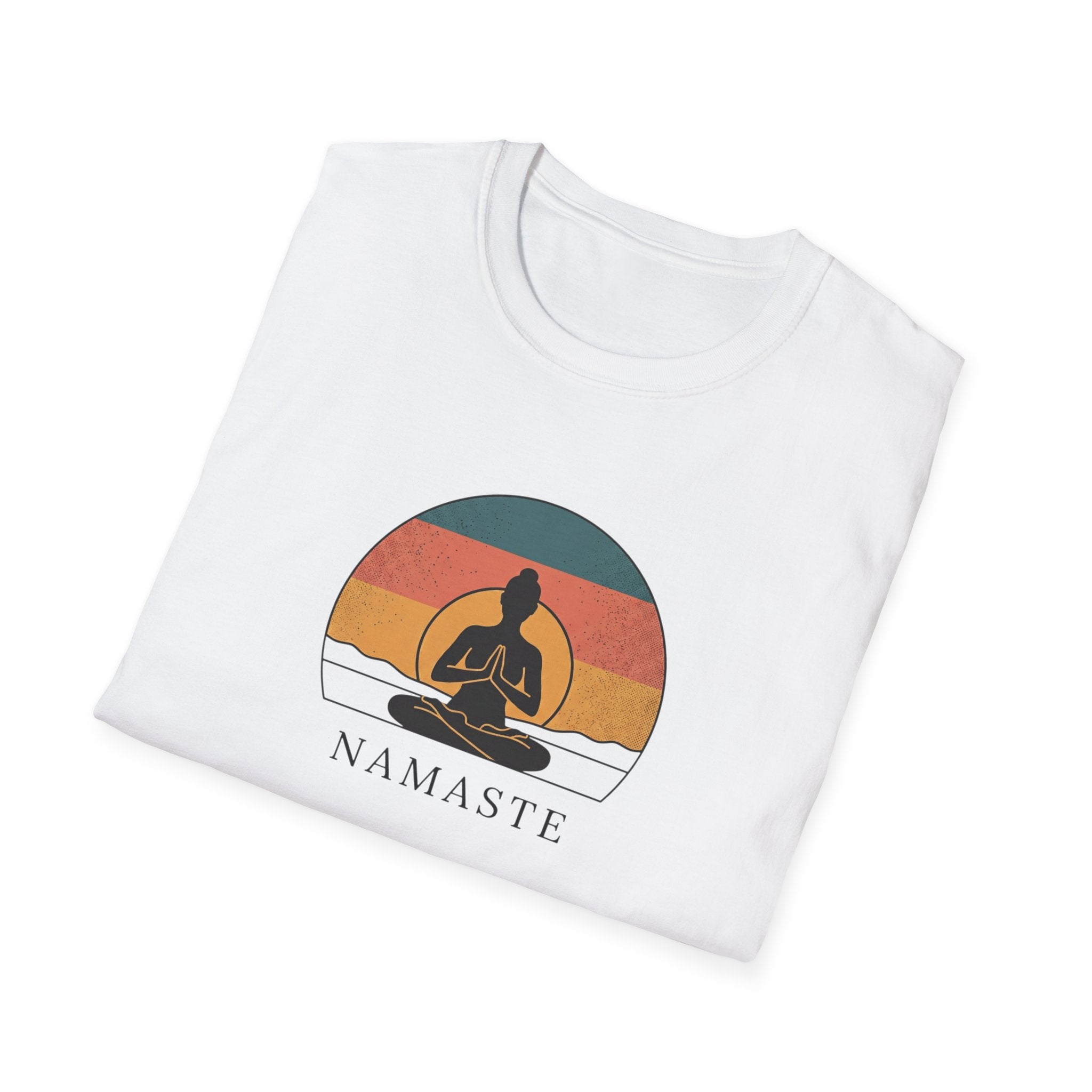 Namaste Yoga T-Shirt — Vintage Sunset Meditation Tee