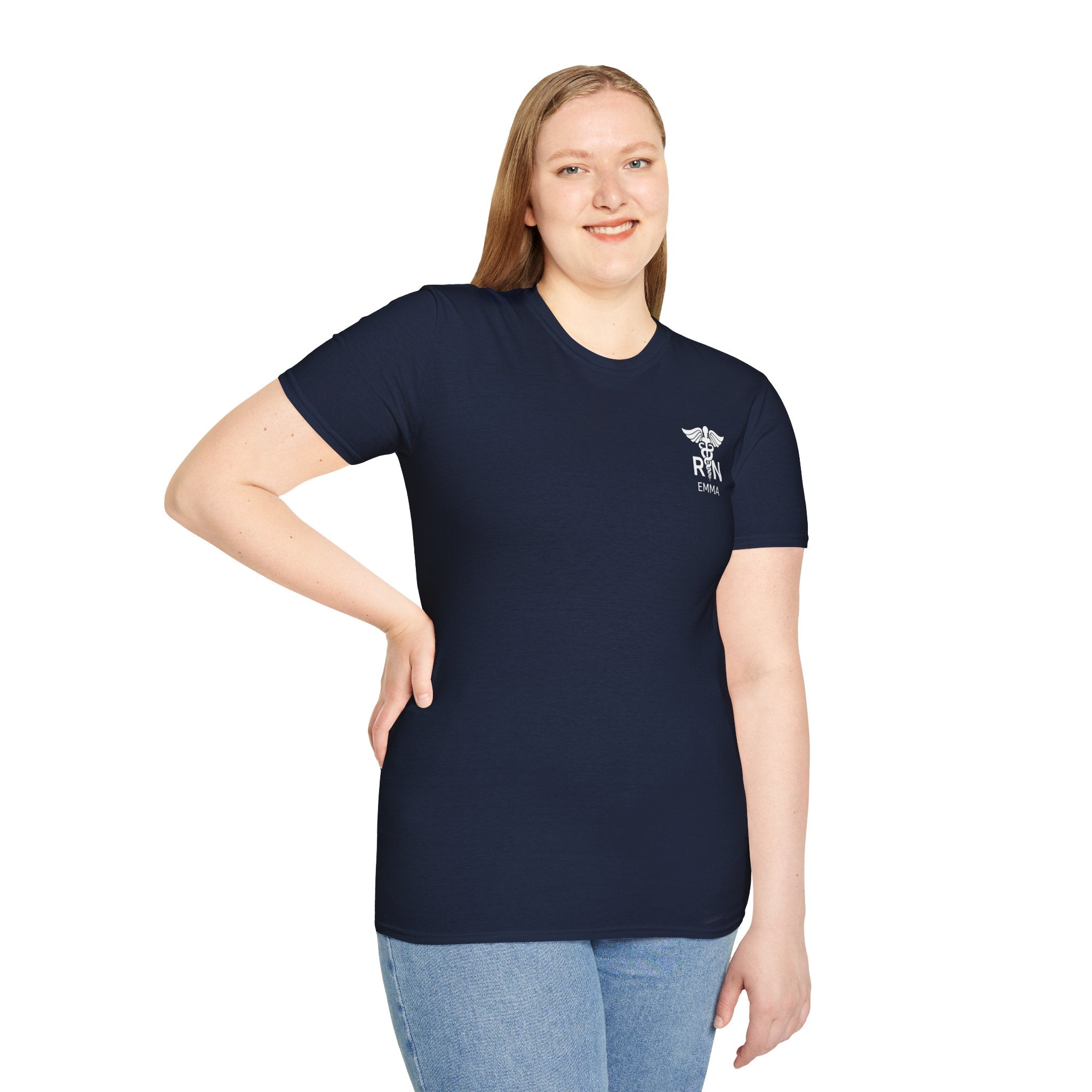 RN Nurse T‑Shirt — Personalized Caduceus Logo Tee with Name