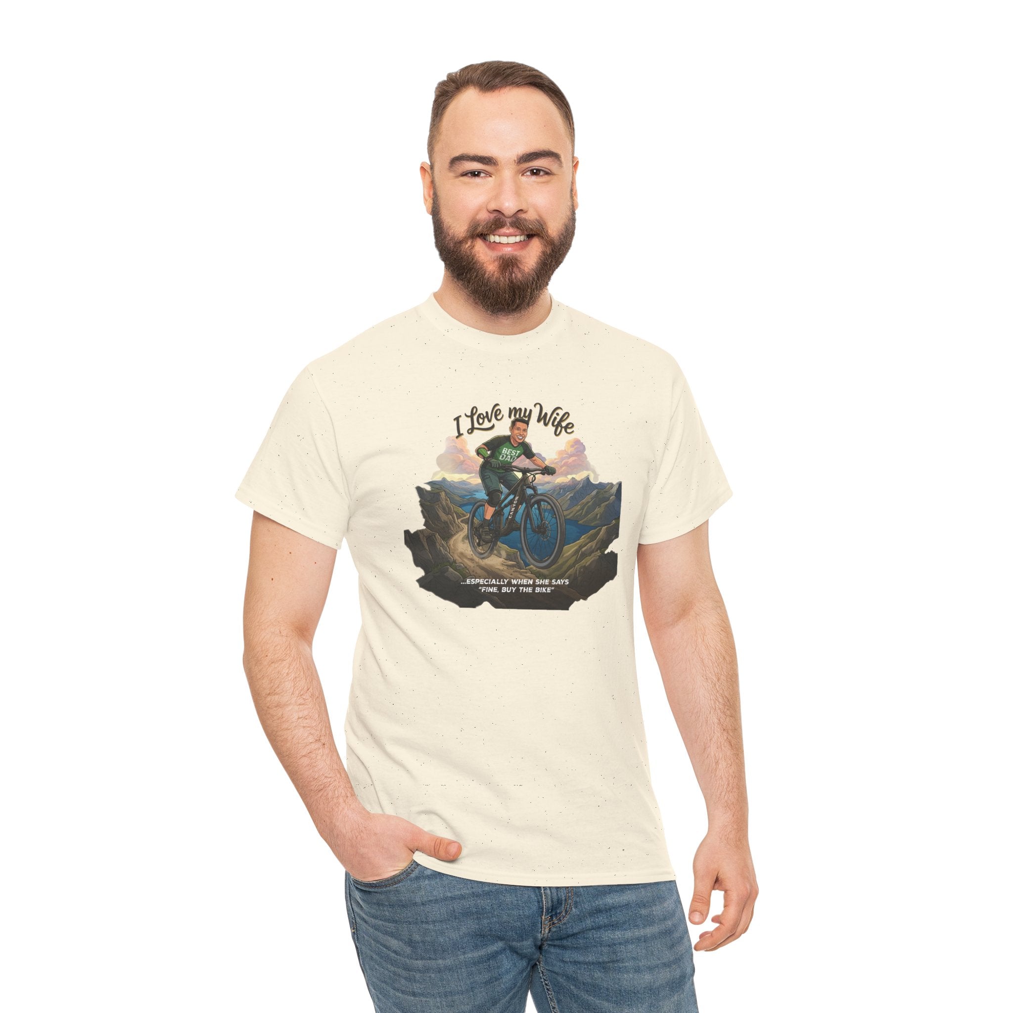 I Love My Wife Mountain Bike T-Shirt – Funny MTB Husband Cycling Shirt Gift for Dad